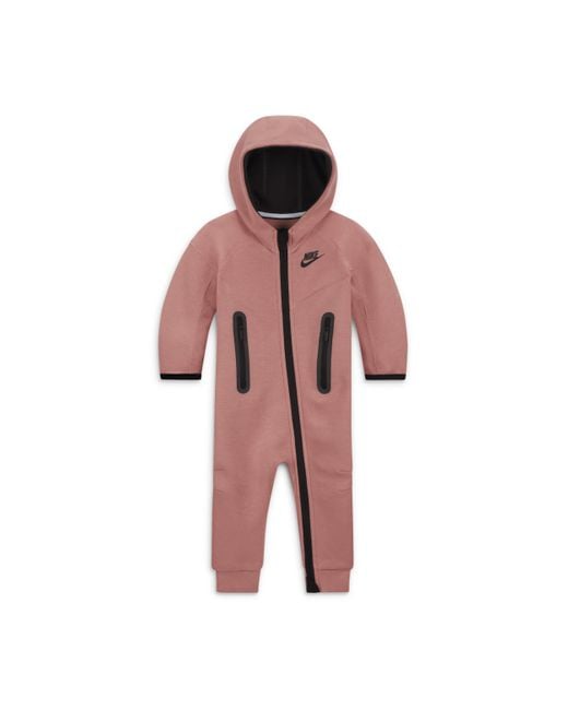Nike Pink Sportswear Tech Fleece Hooded Overalls Baby Overalls