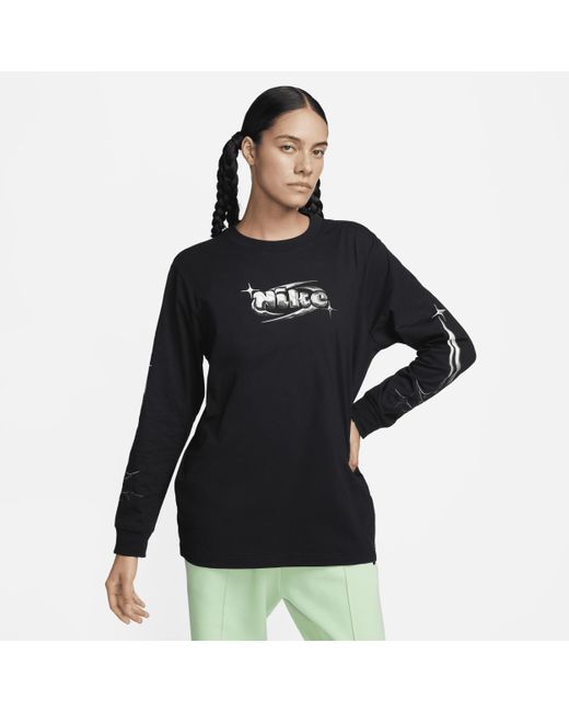 T-shirt a manica lunga sportswear di Nike in Black
