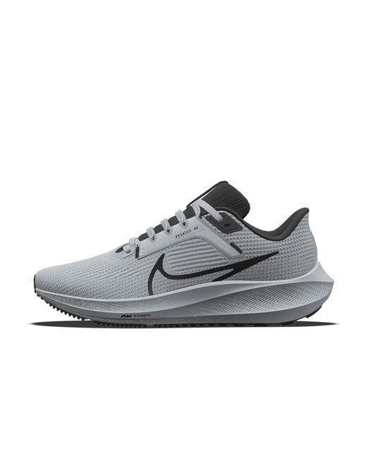Nike Gray Pegasus 40 By You Custom Road Running Shoes for men