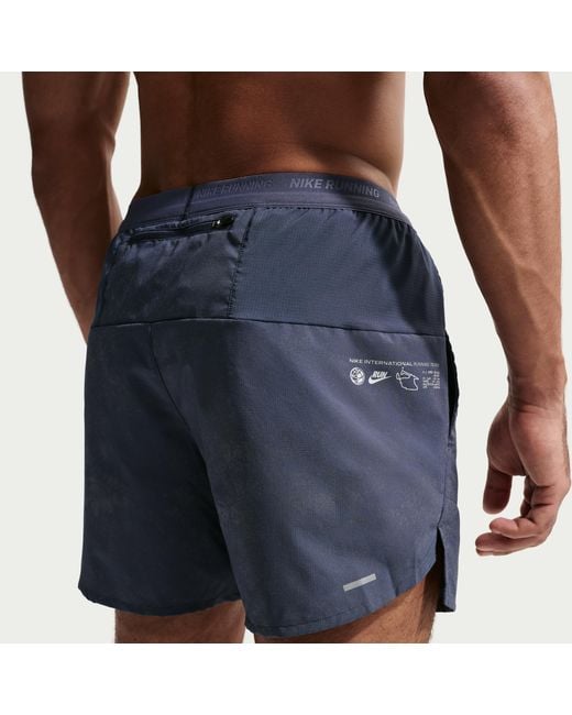 Nike Black Stride 5" Brief-Lined Running Shorts With Reflective Accents for men