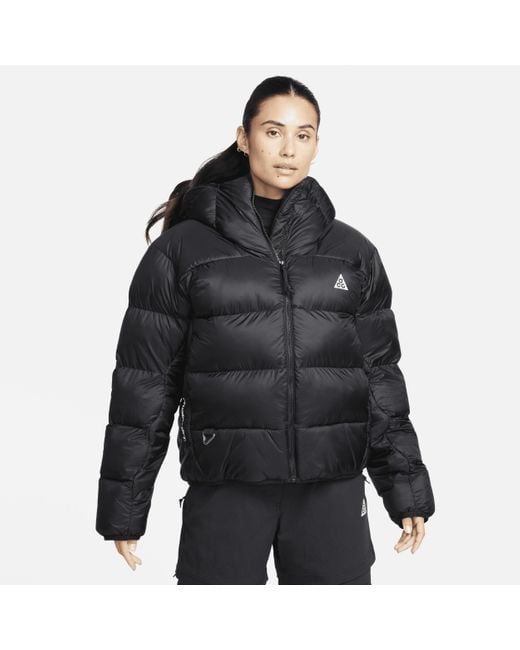 Nike Black Acg 'lunar Lake' Primaloft® Therma-fit Adv Loose Hooded Parka 50% Recycled Polyester