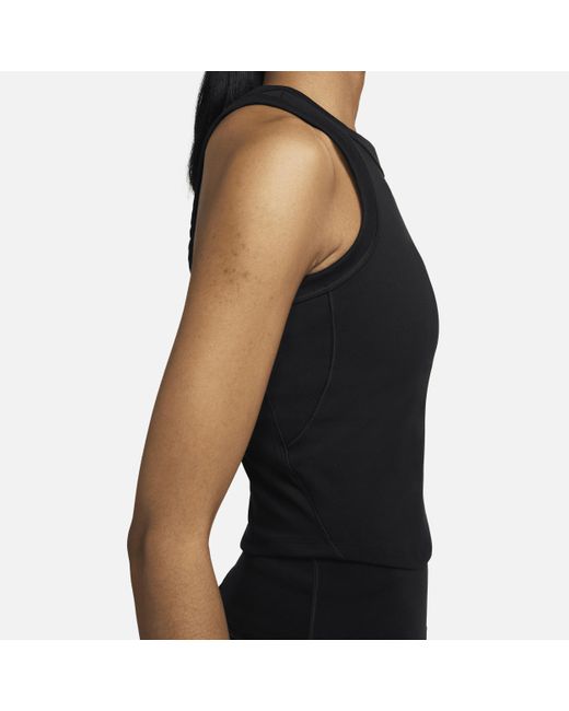 Nike Black One Fitted Dri-fit Cropped Tank Top Polyester