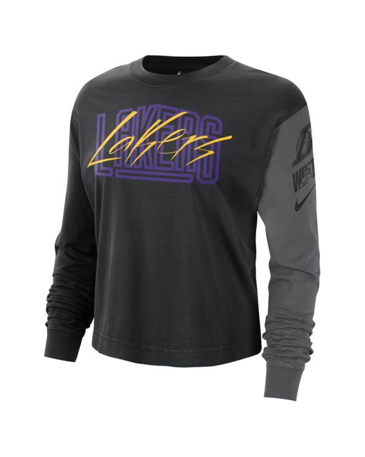 Nike Los Angeles Lakers Nba Long-sleeve T-shirt in Grey | Lyst Australia
