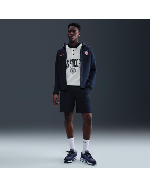 Nike Blue Usmnt Tech Windrunner Soccer Fleece Full-Zip Hoodie for men