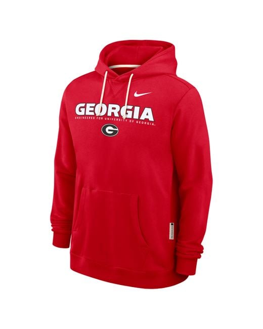 Nike Red Georgia Sideline Dri-Fit College Pullover Hoodie for men