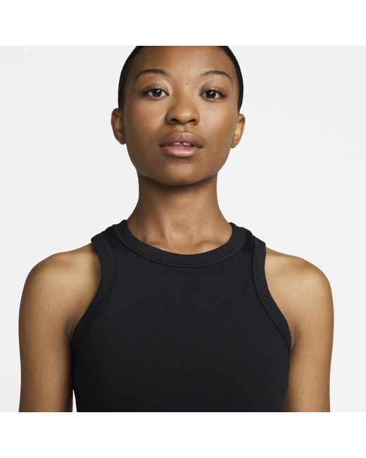 Nike Black One Fitted Dri-fit Cropped Tank Top Polyester