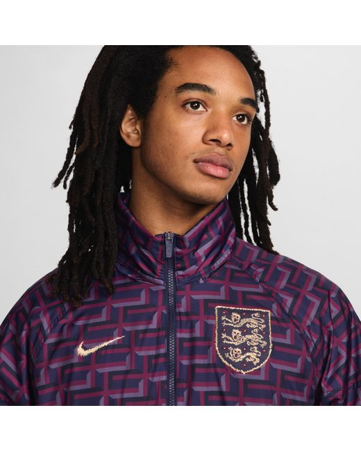 Nike Purple England Windrunner Soccer Anorak Jacket for men