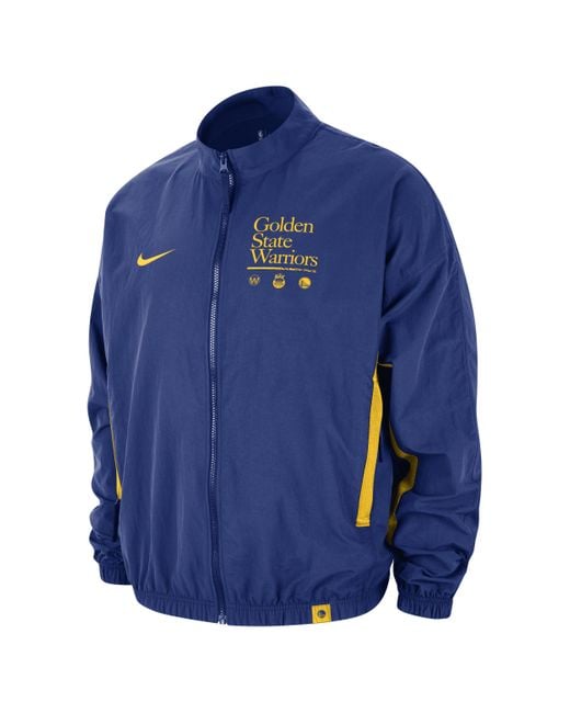 Nike Blue Golden State Warriors Dna Courtside Nba Woven Graphic Jacket for men