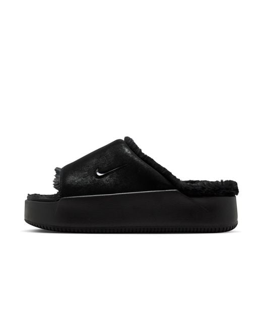 Nike Black Calm Elevation Fur Slides