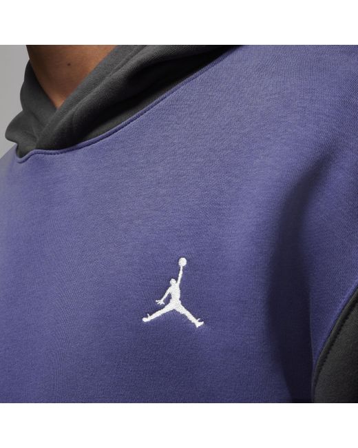 Felpa pullover con cappuccio e stampa jordan brooklyn fleece di Nike in Blue da Uomo