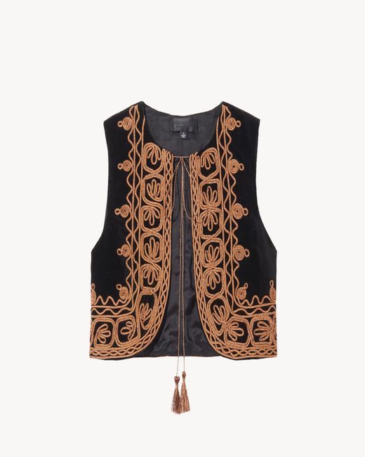 Nili Lotan Black Audette Embroidered Vest