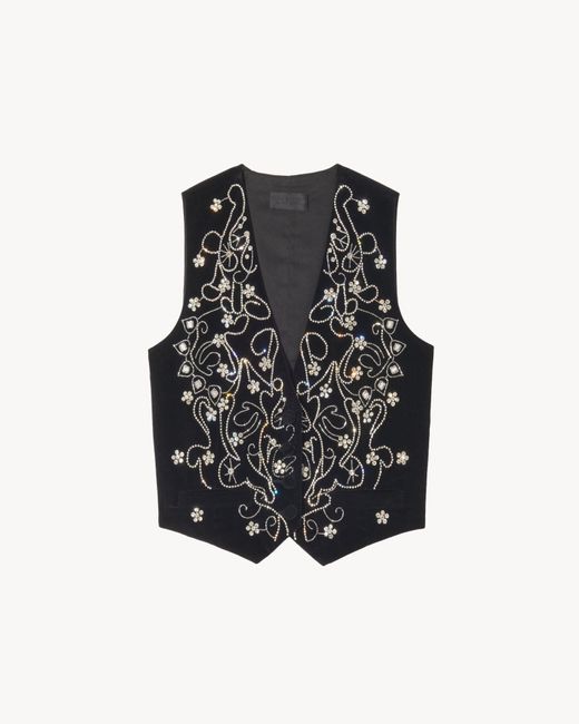 Nili Lotan Black Guillaume Crystal-embellished Velvet Vest