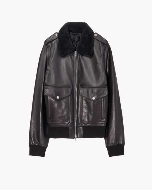 Nili Lotan Black Kenzie Leather Aviator Jacket