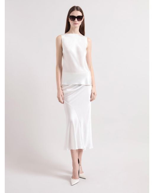 Nina Ricci White Cream Asymmetrical Satin Skirt