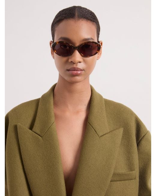 Nina Ricci Green Havana Vintage Oval Sunglasses