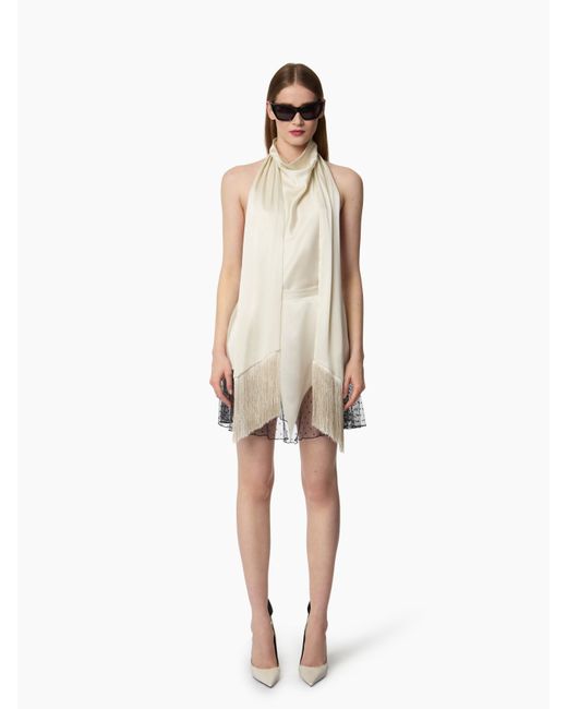 Nina Ricci Natural Cream Halterneck Satin Top