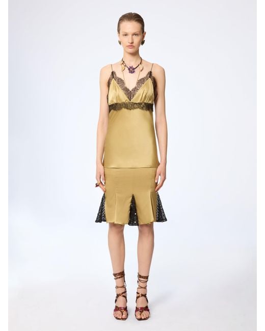 Nina Ricci White V-Neck Silk Satin Top