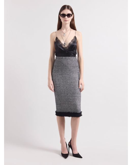Nina Ricci Multicolor Tweed Midi Skirt