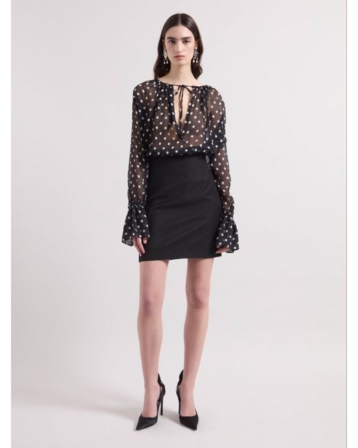 Nina Ricci Black Polka Dots Silk Blouse