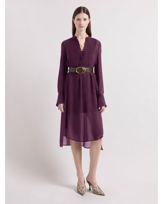 Nina Ricci Purple Burgundy Midi Silk Dress