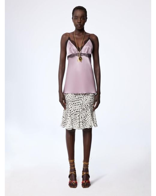 Nina Ricci Red Mauve V-Neck Silk Satin Top