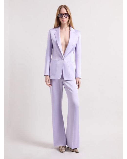Nina Ricci Purple Flared Crepe Satin Pants
