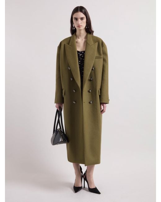 Nina Ricci Green Khaki Wool Double Breasted Coat
