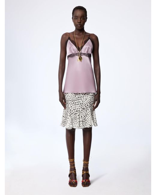 Nina Ricci Red Mauve V-Neck Silk Satin Top