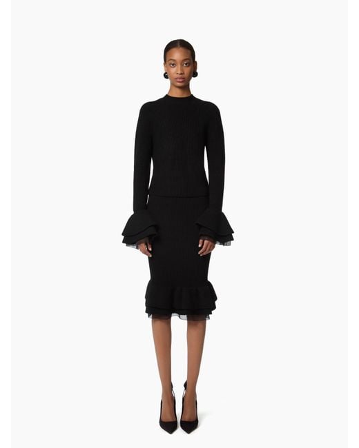 Nina Ricci Black Ruffled Cuffs Sweater