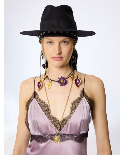 Nina Ricci Pink Felt Fedora Hat