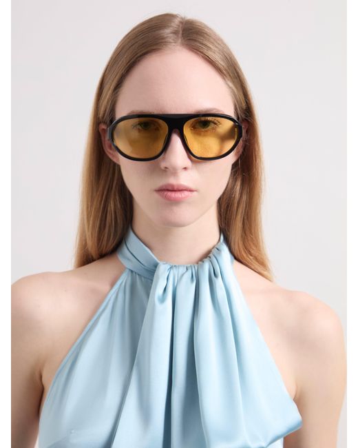 Nina Ricci Blue Oversized Aviator Sunglasses