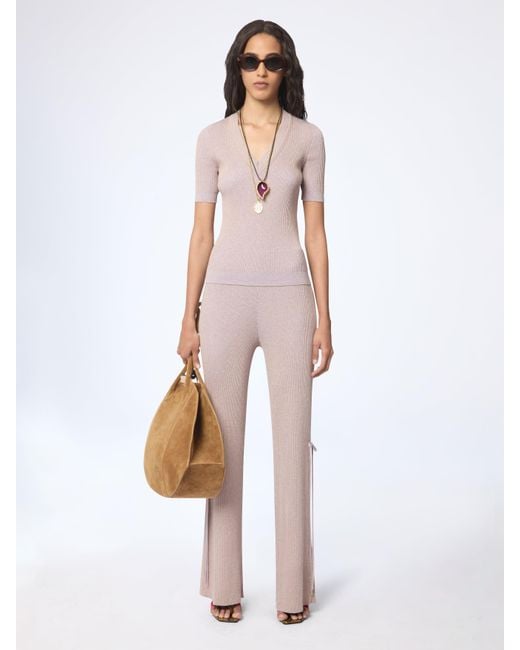 Nina Ricci White Blush V-Neck Knit Top