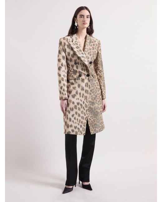 Nina Ricci Natural Leopard Taffeta Frock Coat