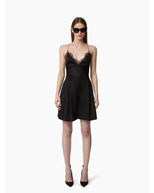Nina Ricci Black V-Neck Satin Top