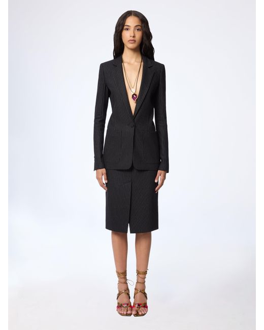 Nina Ricci Black Pinstriped Wool Blazer