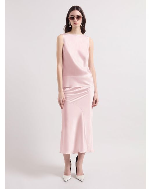 Nina Ricci Pink Asymmetrical Satin Skirt