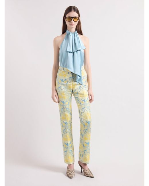 Nina Ricci Multicolor Ice Halterneck Satin Top