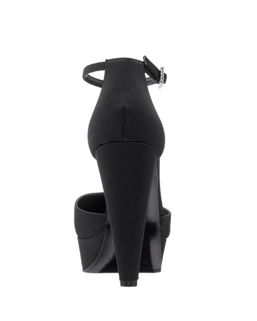 Nina Jessica-women's Black Satin Stiletto Block Heel Platform Pump
