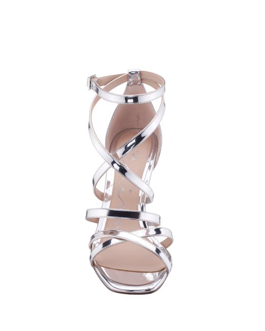 Nina Devyn-silver Mirror Metallic Strappy High-heel Sandal