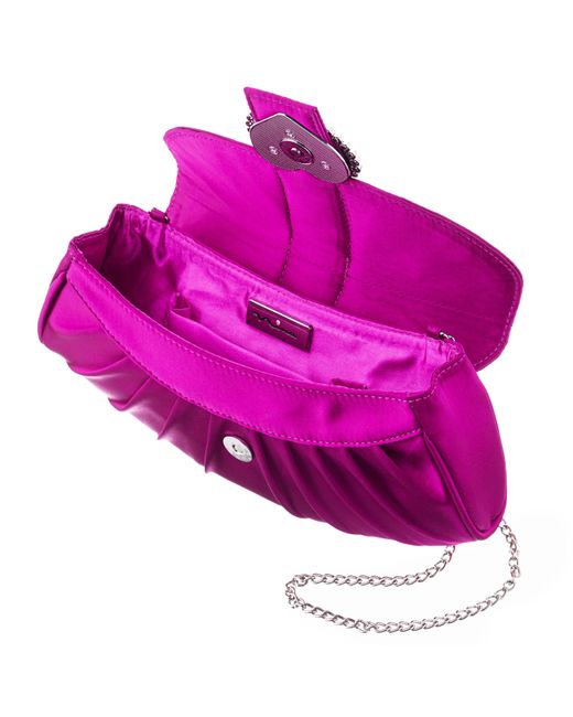 Nina Purple Apolina-parfait Pink crystal Heart Adorned Clutch