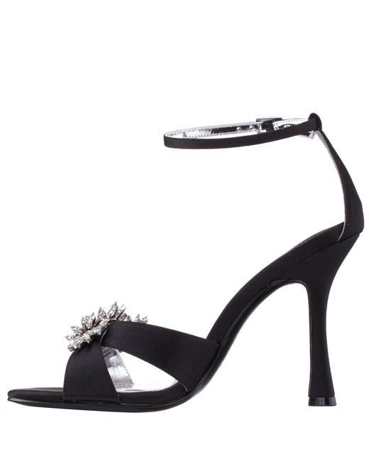 Nina Metallic Dawn-black Satin High-heel Embellished Sandal