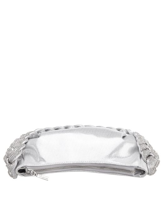 Nina Gray Starry-true Silver braided Crystal Detail Hobo Bag