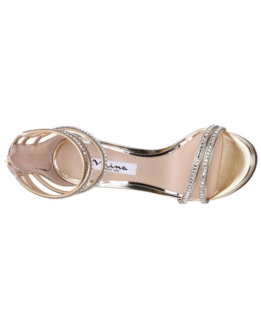 Nina Rikki-women's Platino Metallic Foil High-heel Platform Sandals