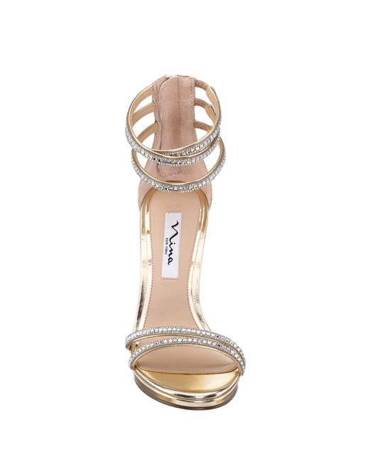 Nina Rikki-women's Platino Metallic Foil High-heel Platform Sandals