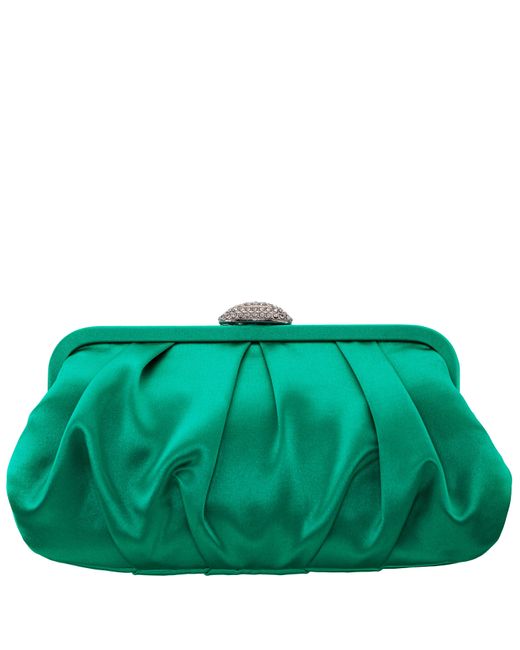 Nina Green Concord-oasis Pleated Frame Clutch With Crystal Clasp