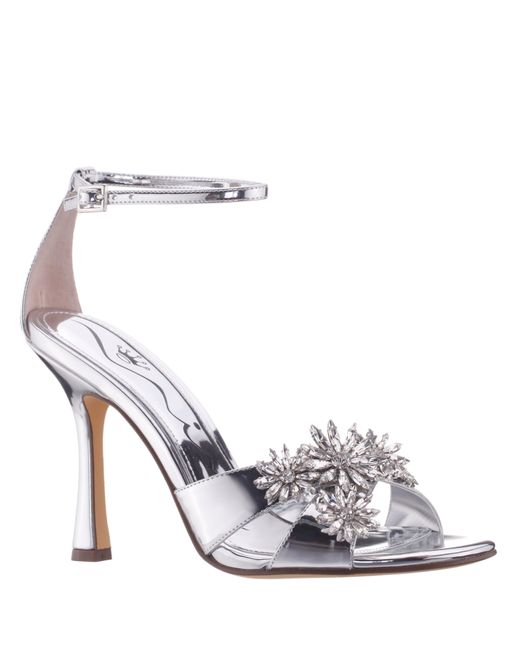 Nina White Dawn-silver Chrome Glaze High-heel Embellished Sandal