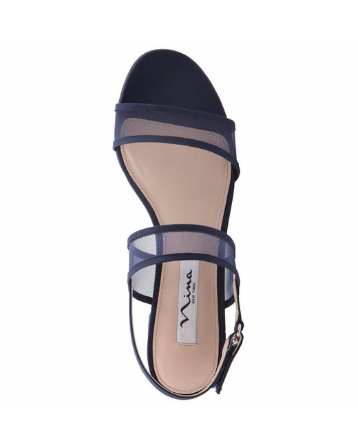 Nina Blue Ganice-new Navy Luster Satin Navy Mesh