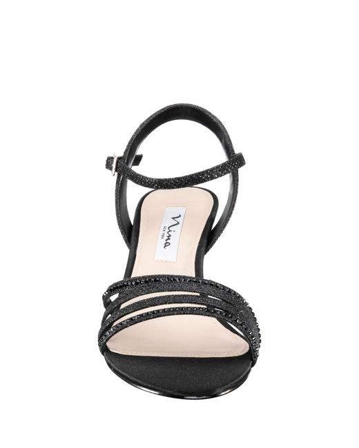 Nina Nelena-black Textured Metallic Low-heel Dress Sandal
