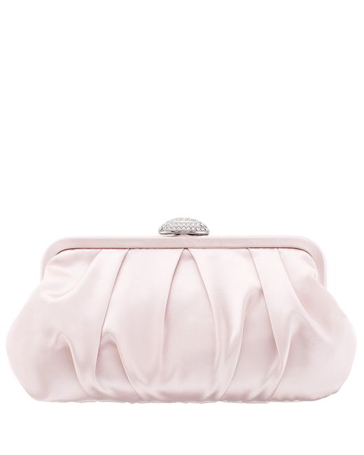 Nina Pink Concord-pearl Rose Pleated Frame Clutch With Crystal Clasp