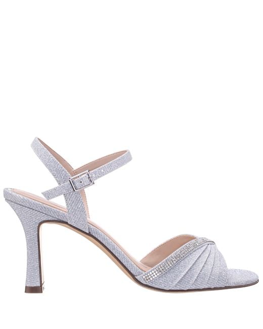 Nina Pink Agnes-true Silver Textured Metallic High-heel Evening Sandal